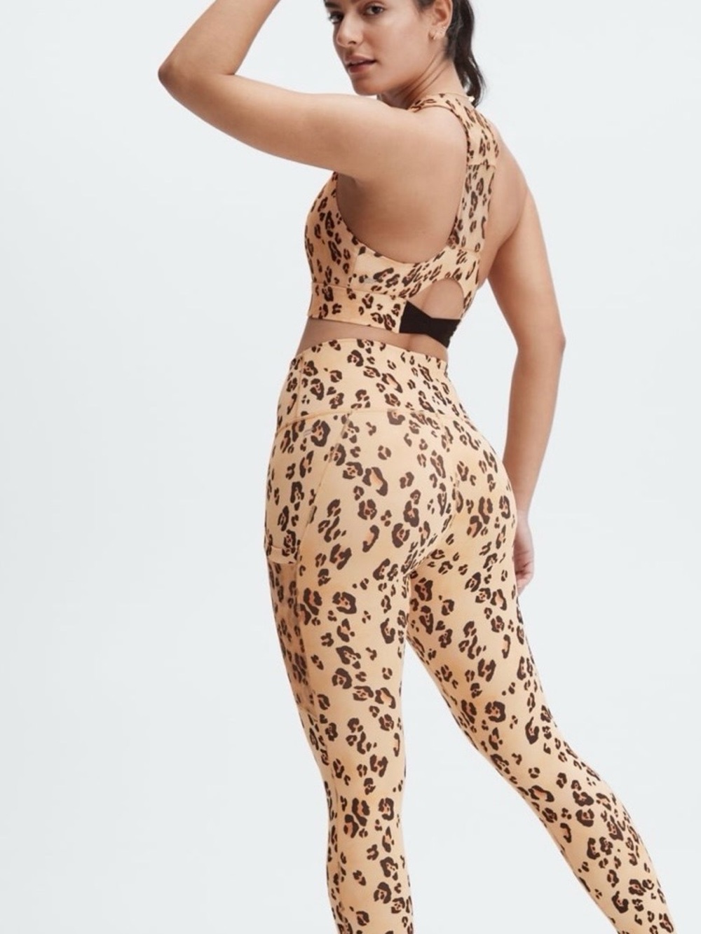 Fabletics On-the-Go High-Waist Leggings & Racerback Sports Bra- Leopard Print S